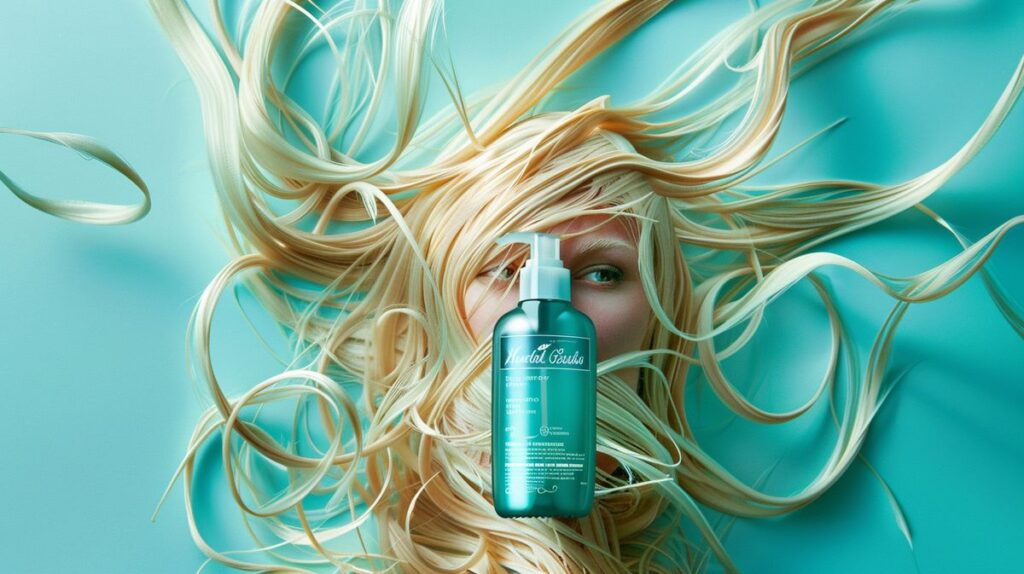 Herbal Essences shampoo bottle with hair strands wrapped around it, symbolizing hair loss, does Herbal Essences cause hair loss