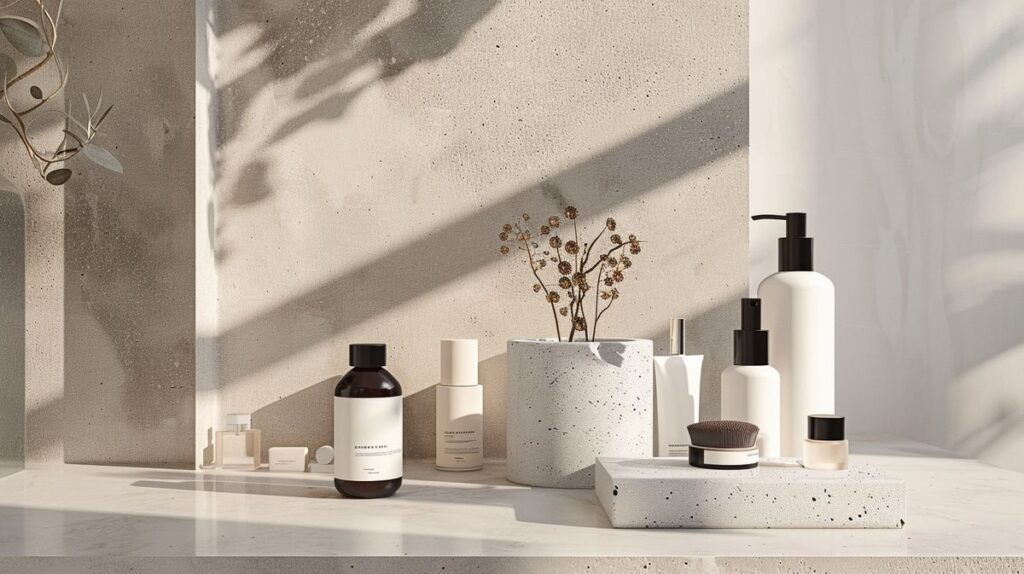 Simplistic display of The Ordinary cosmetic products on a clean surface, minimalist environment, is The Ordinary a clean brand?