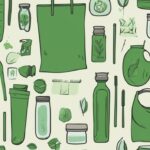 Illustration of zero waste items like cloth bags, glass jars, bamboo toothbrushes, and metal straws in a green theme, highlighting what is zero waste.