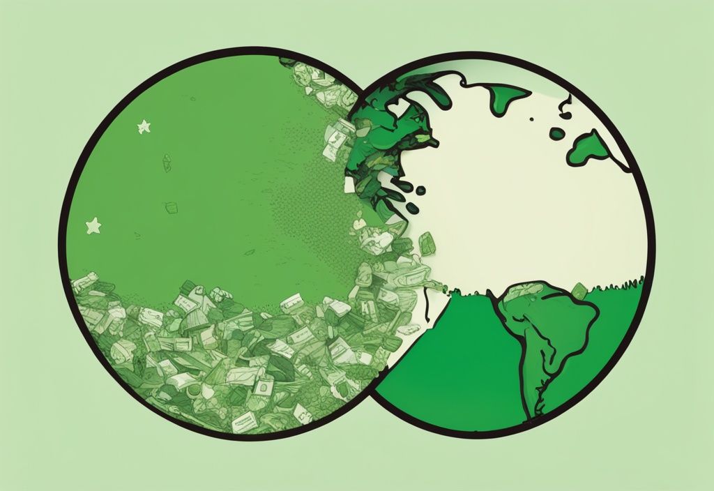 Illustration of a vibrant green Earth contrasted with a polluted side, highlighting why zero waste is important for a healthy planet.