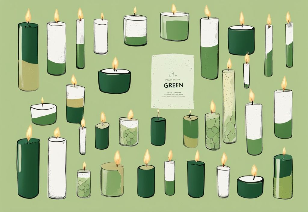 Illustration of non-toxic candles made from beeswax, soy, and natural materials, showcasing what candles are non-toxic with a green color theme.